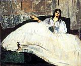 Eduard Manet Famous Paintings - Baudelaire's Mistress Reclining